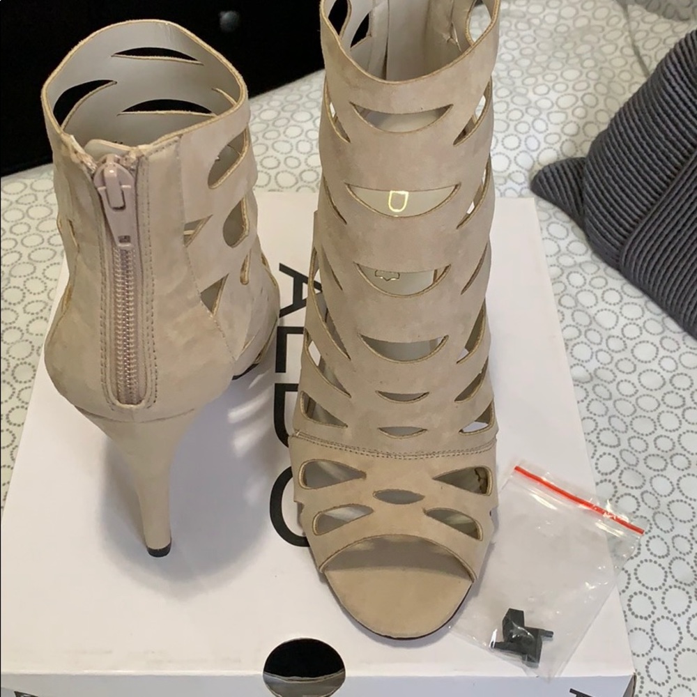 Aldo Nude Cutout Strappy Stiletto Sandals